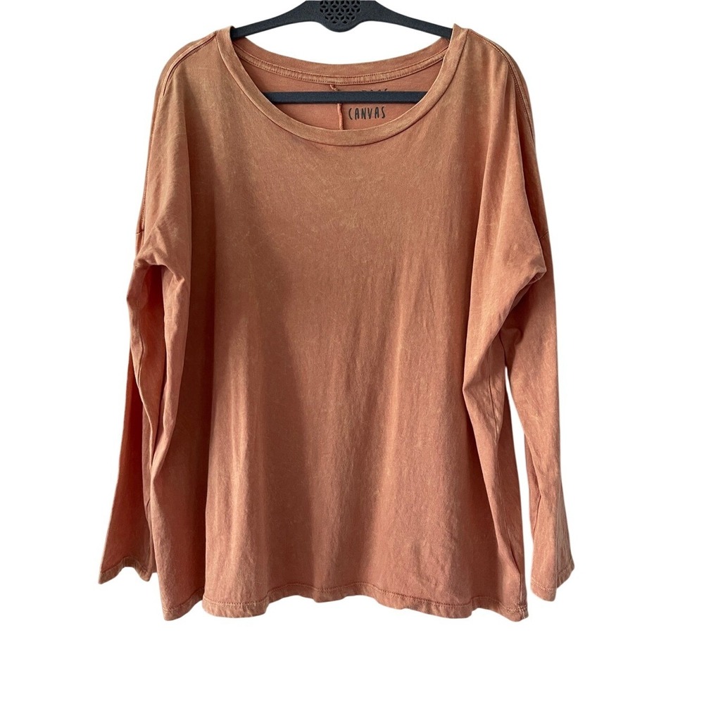 Vintage Canvas Women's Long Sleeve Crewneck T Shirt Oversized Small